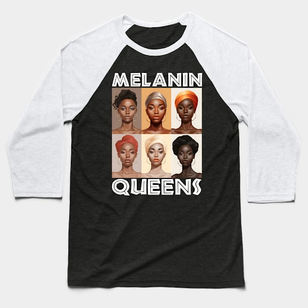 Melanin Queens Afrocentric Women Baseball T-Shirt by Merchweaver